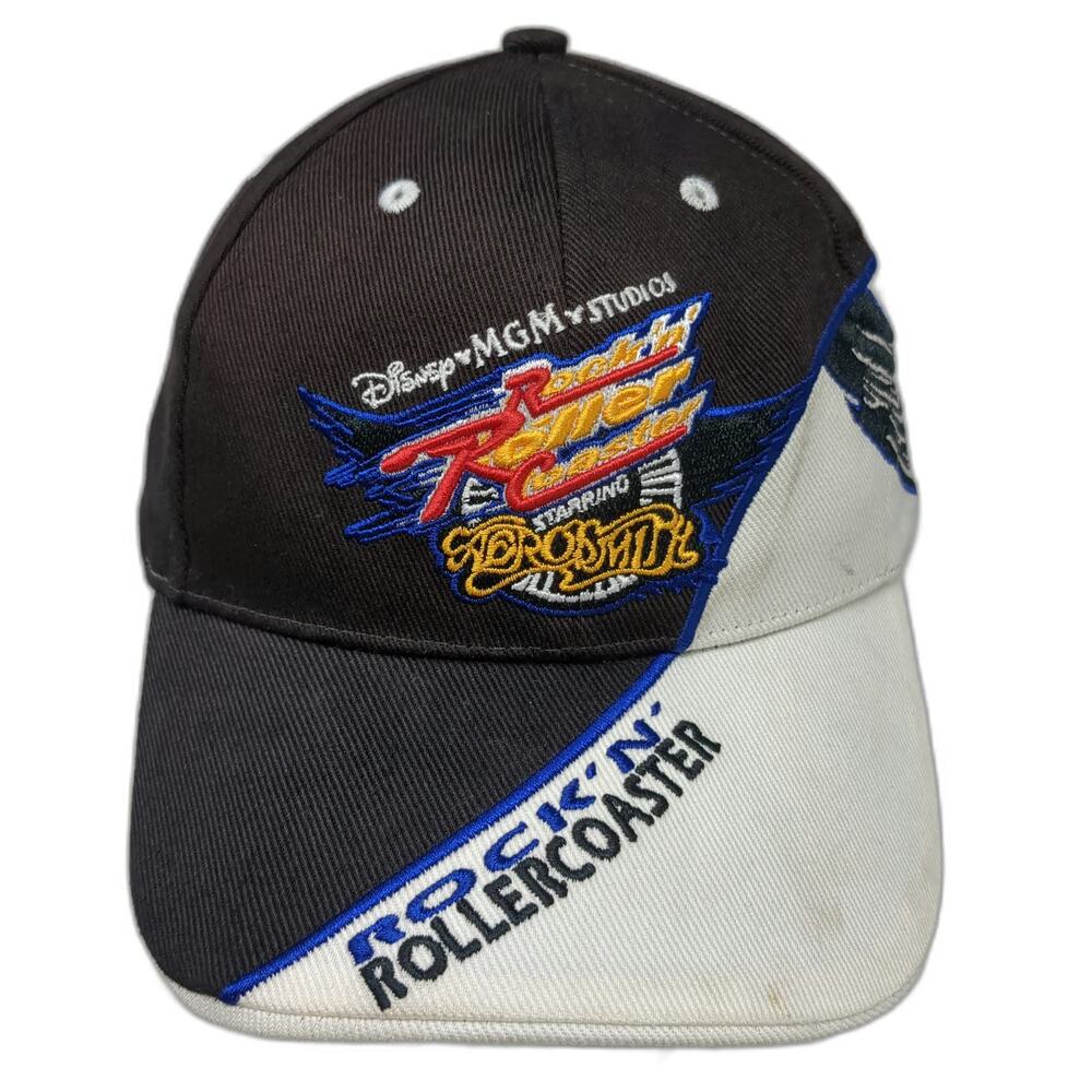 Disney Baseball Cap Black White One Size Aerosmith Rock n Roller Coaster MGM Hat